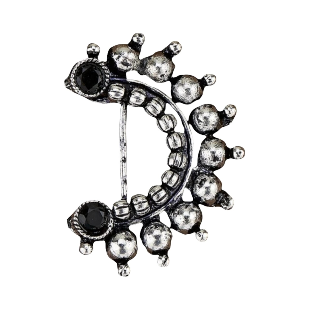 Indian Marathi Nath for Women Marathi Zodiac Nath Oxidized Nose Ring Indian Jewelry Nose Ring Clip-On Marathi Bridal Nathani Faux Pearl Non-Piercing Jewelry for Women Birthday Gift For Her